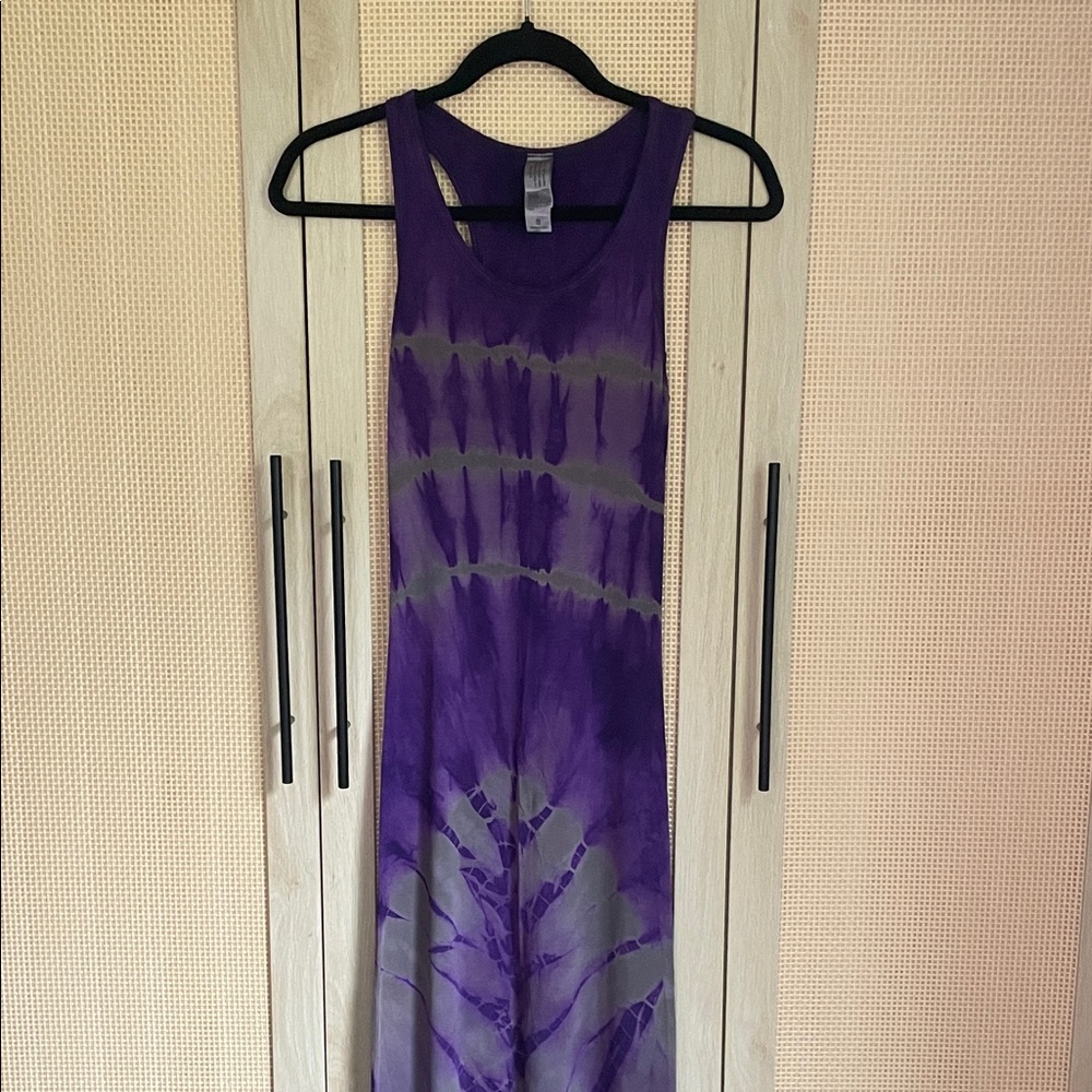 Purple and Gray Tie-Dye Maxi Dress